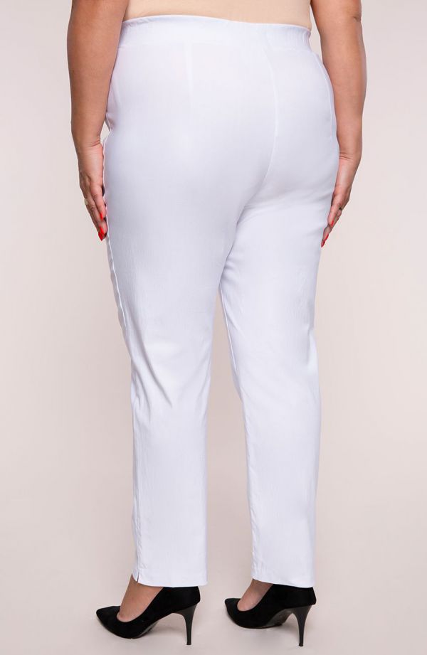 Białe spodnie cygaretki plus size bardzo wysoki stan