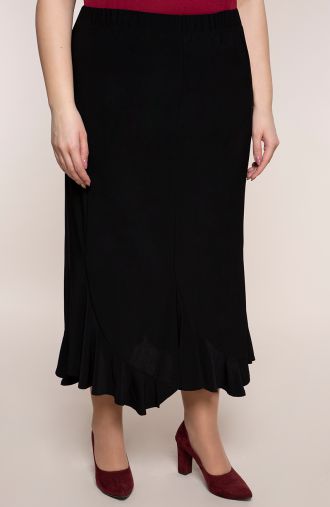 Čierna sukňa s nariaseným dolný okrajom