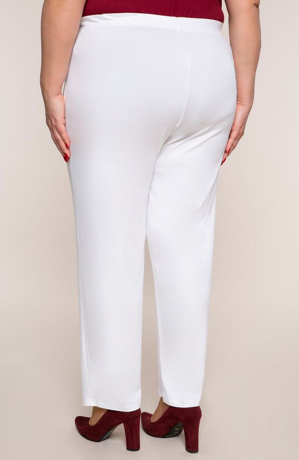 Klasické tenké biele plus size nohavice