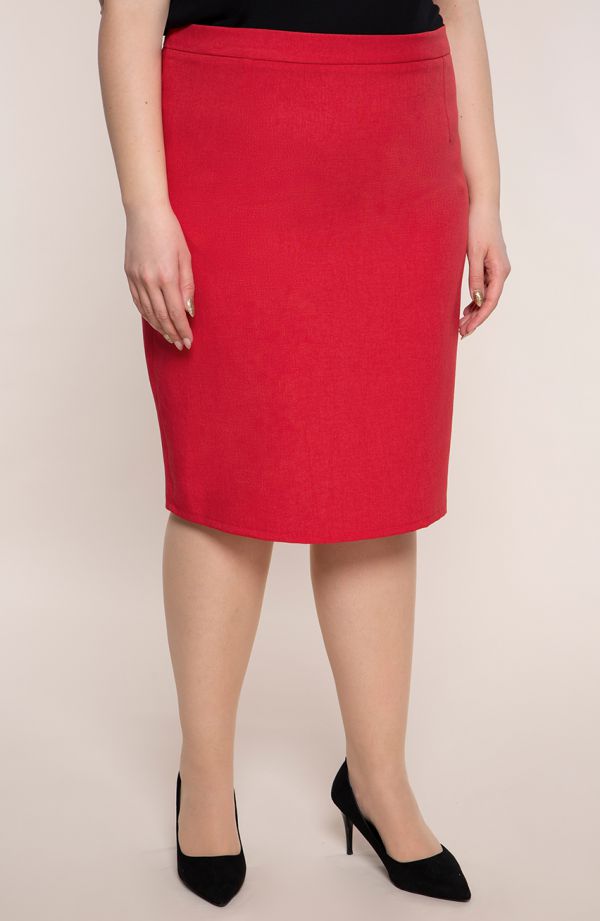 Červená klasická ľanová sukňa