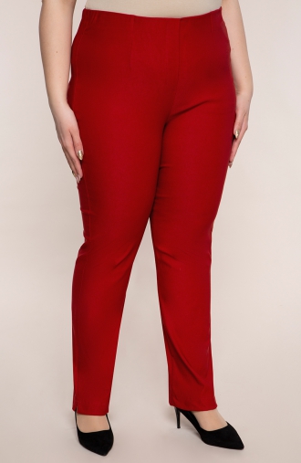Dlhšie rovné nohavice v červenej farbe maku