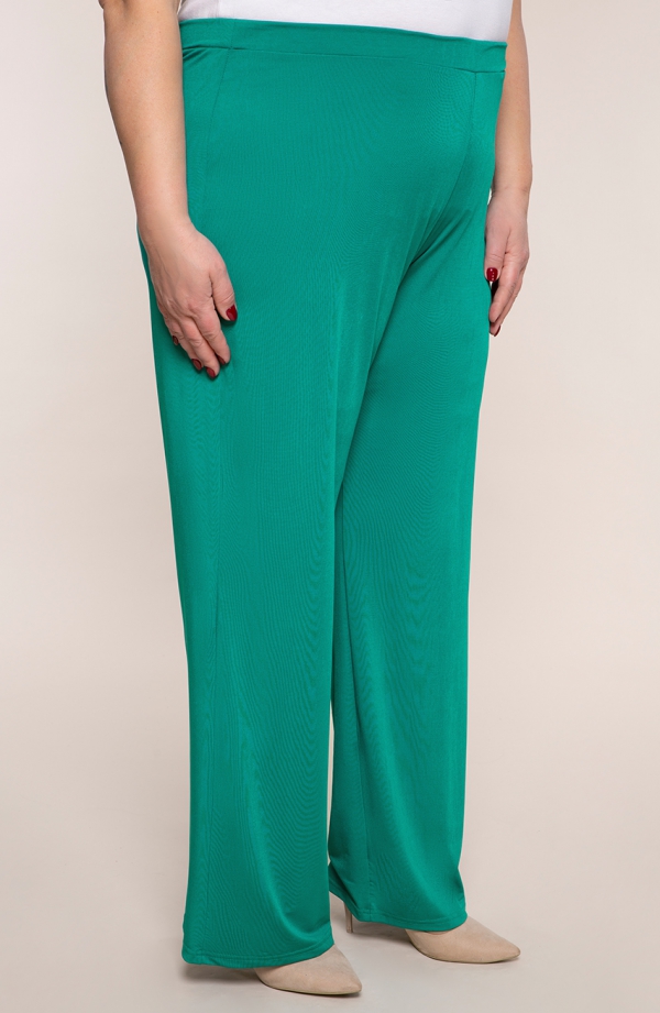 Obchodné nohavice v zeleno tyrkysovej farbe