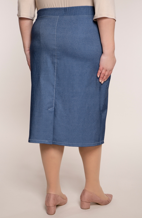 Džínsová sukňa rovného strihu s prešívaním