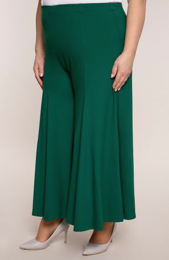 Zelené úpletové sukňové nohavice