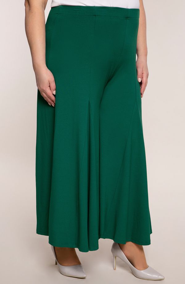 Úpletová zelená nohavicová  sukňa