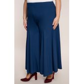 Modré úpletové sukňové nohavice