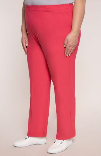 Lekkie spodnie damskie plus size w różowym kolorze