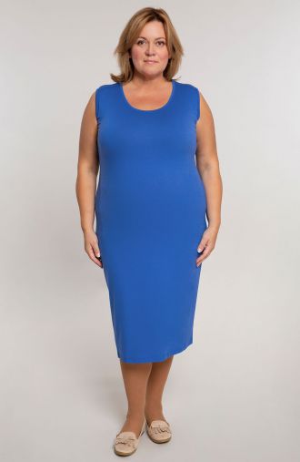 Hladké rovné šaty v zafírovo modrej farbe