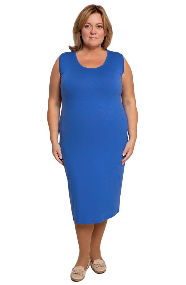 Hladké rovné šaty v modrej farbe