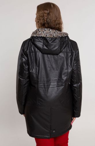 Čierna prechodná bunda s kapucňou