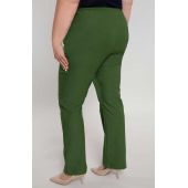 Dlhšie rovné nohavice v olivovo zelenej farbe