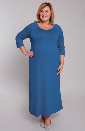 Dlhé zafírovo modré úpletové šaty